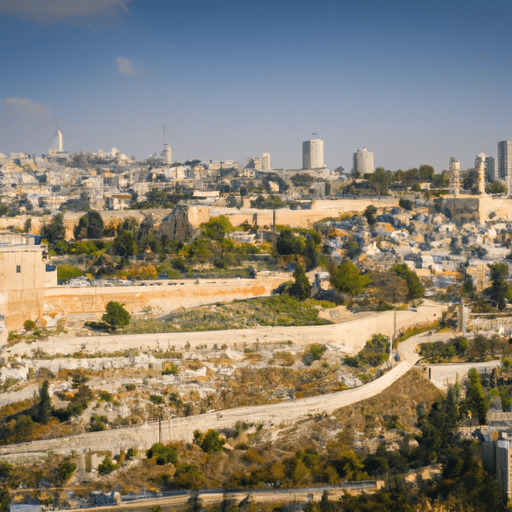 נוף פנורמי של ירושלים, המציג את חומותיה העתיקות ואת קו הרקיע המודרני