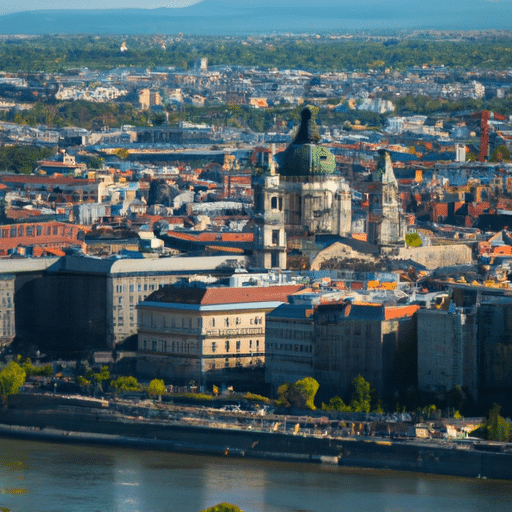 נוף פנורמי של בודפשט המדגיש את הארכיטקטורה היפה שלה ואת נהר הדנובה.