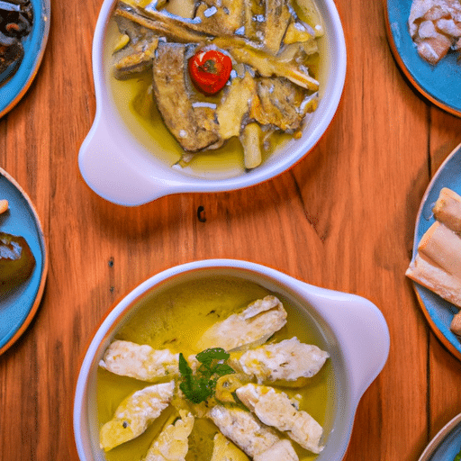 תמונה מפתה של ארוחה קפריסאית טורקית מסורתית, המציגה מגוון מנות מפוצצות בטעמים.