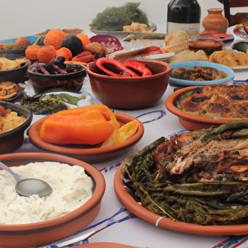 שולחן מלא במנות קפריסאיות יווניות מסורתיות, מוכן להתענגות
