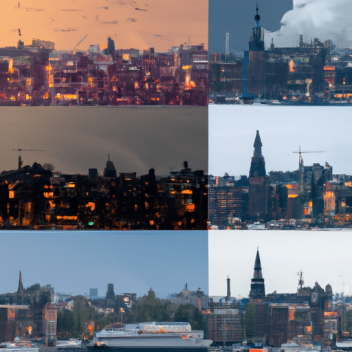 תמונה של הנוף העירוני של אמסטרדם בעונות שונות, הממחישה את ההשפעה הפוטנציאלית של שינויים עונתיים על מחירי הטיסות.
