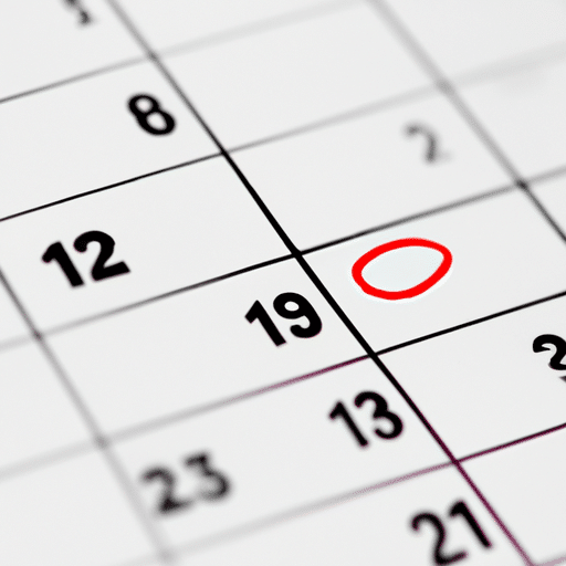 לוח שנה עם תאריכים מסומנים המסמלים את חשיבות ההזמנה המוקדמת