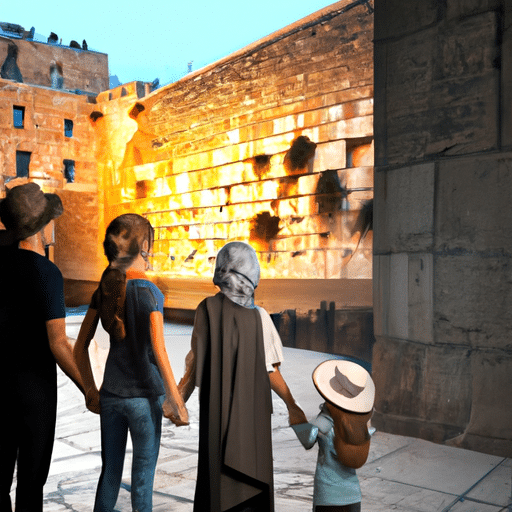 1. תמונה של משפחה מתפעלת מהכותל המערבי העתיק בירושלים