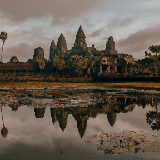 תמונה מאיר עיניים של המקדשים העתיקים של קמבודיה ושל השווקים המקומיים התוססים
