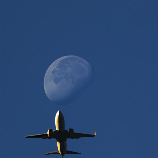 תמונה של מטוס בשמיים עם הירח ברקע, המצביע על שעות טיסה מחוץ לשיא.