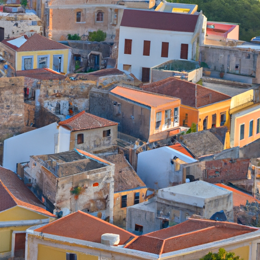 נוף ציורי של העיר העתיקה והמקסימה של חאניה עם רחובותיה הצרים והמבנים הצבעוניים.