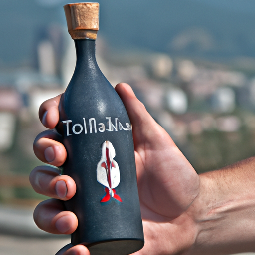 7. מטייל מחזיק מזכרת מטביליסי, בקבוק יין גאורגי מסורתי.