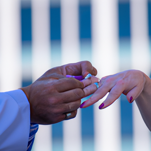 תמונה של טבעת נישואין בהחלפה, כשברקע בית חולים